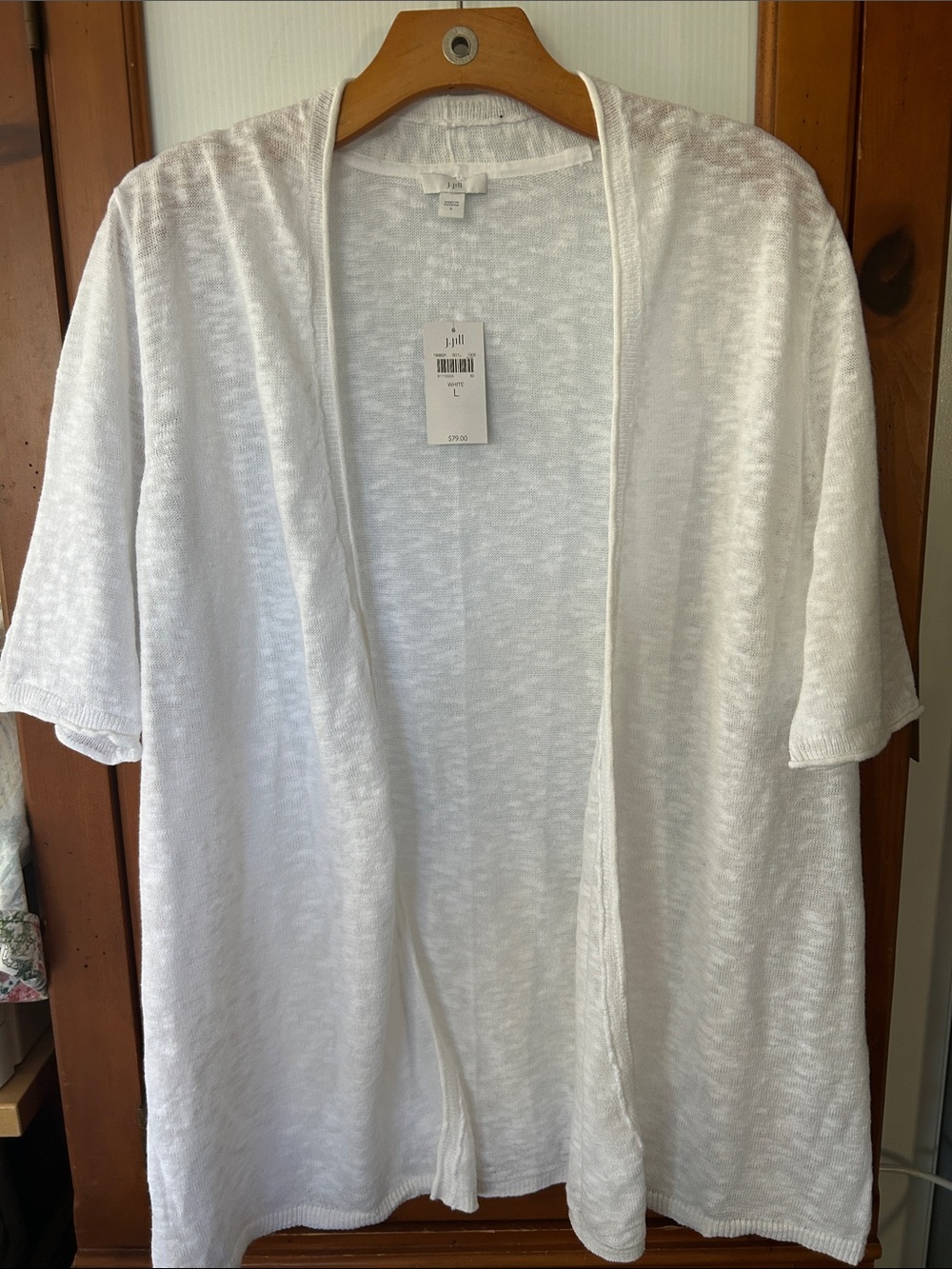 J. Jill Open-Front Lightweight White Cardigan